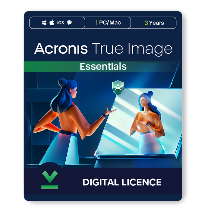 Acronis True Image Essentials | Įvairios įrenginio ir termino parinktys – skaitmeninė licencija