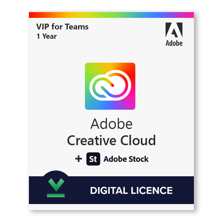 Adobe Creative Cloud VIP incl. Adobe Stock| 1 gads 1 lietotājam | Digitālā licence