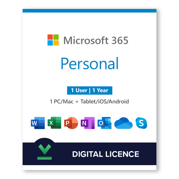 Microsoft 365 Personal (PC/Mac/Tablet) 1 an | 1 utilizator - Licența digitală