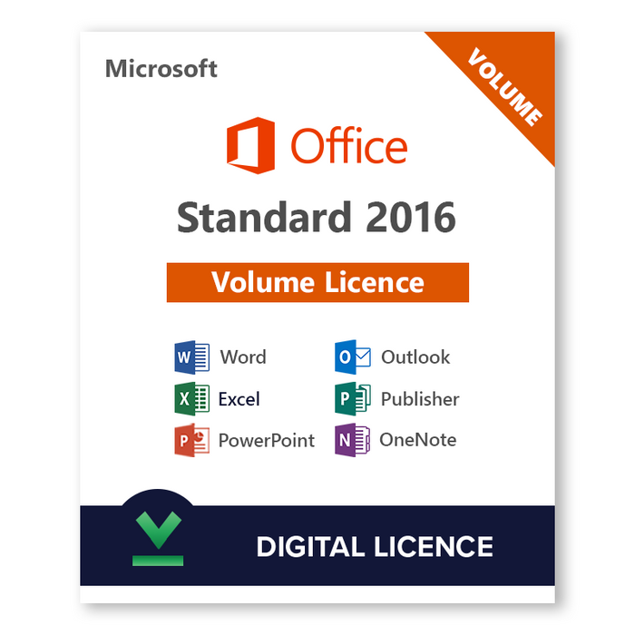 Licence en volume numérique standard Microsoft Office 2016