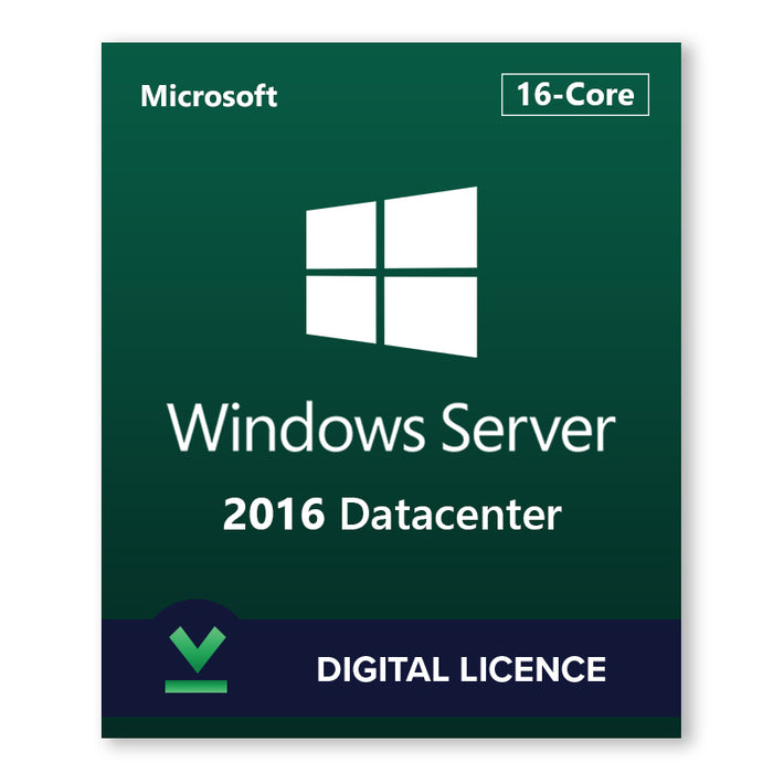 Microsoft Windows Server 2016 Datacenter | 16 branduolių | Skaitmeninė licencija