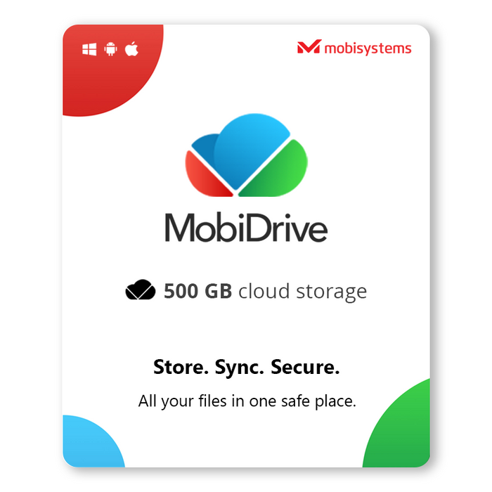 MobiDrive 500 Go de stockage cloud | 1 an - Licence numérique