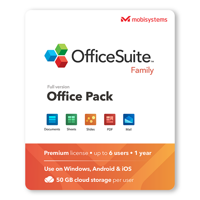 OfficeSuite Family 6 vartotojai | 1 metai – skaitmeninė licencija