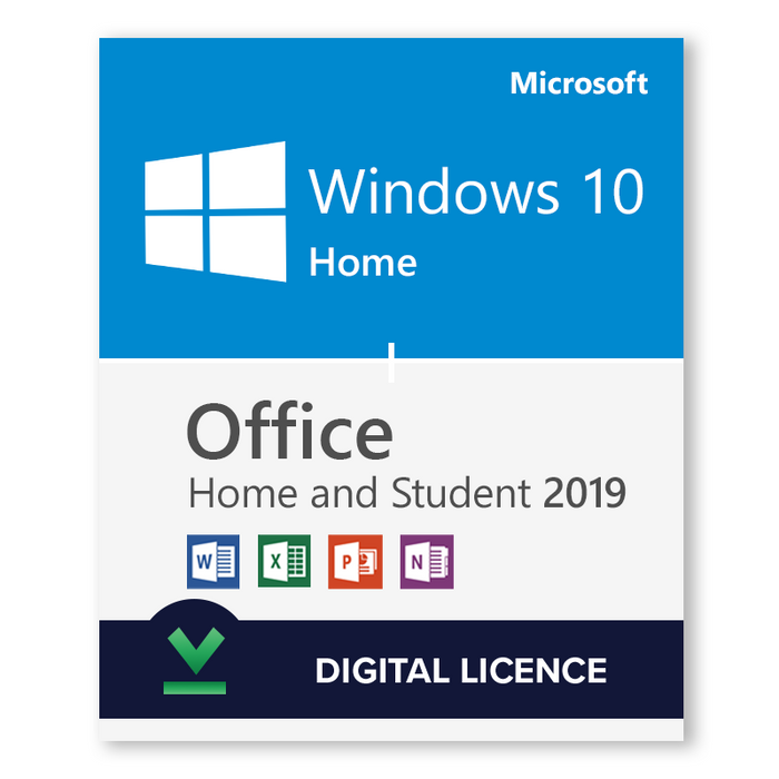 Windows 10 Famille + Microsoft Office 2019 Famille et Étudiant - Licences numériques