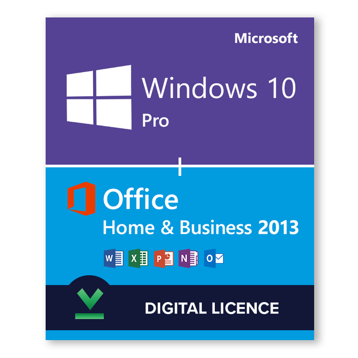 Windows 10 Professionnel + Microsoft Office 2013 Famille et Entreprise - Licences numériques