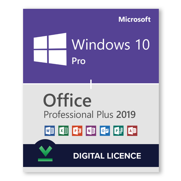 Windows 10 Pro + Microsoft Office 2019 Professional Plus Bundle - Licences numériques
