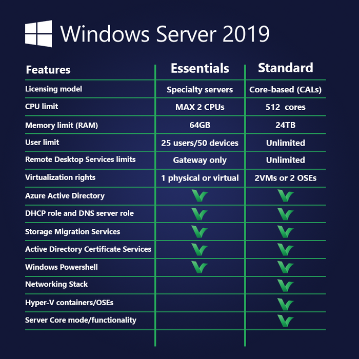 Microsoft Windows Server Essentials 2019 - Digitale licentie